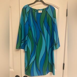 JB by Julie Brown Blue and Green Dolman Sleeve Resort Dress from Neiman Marcus